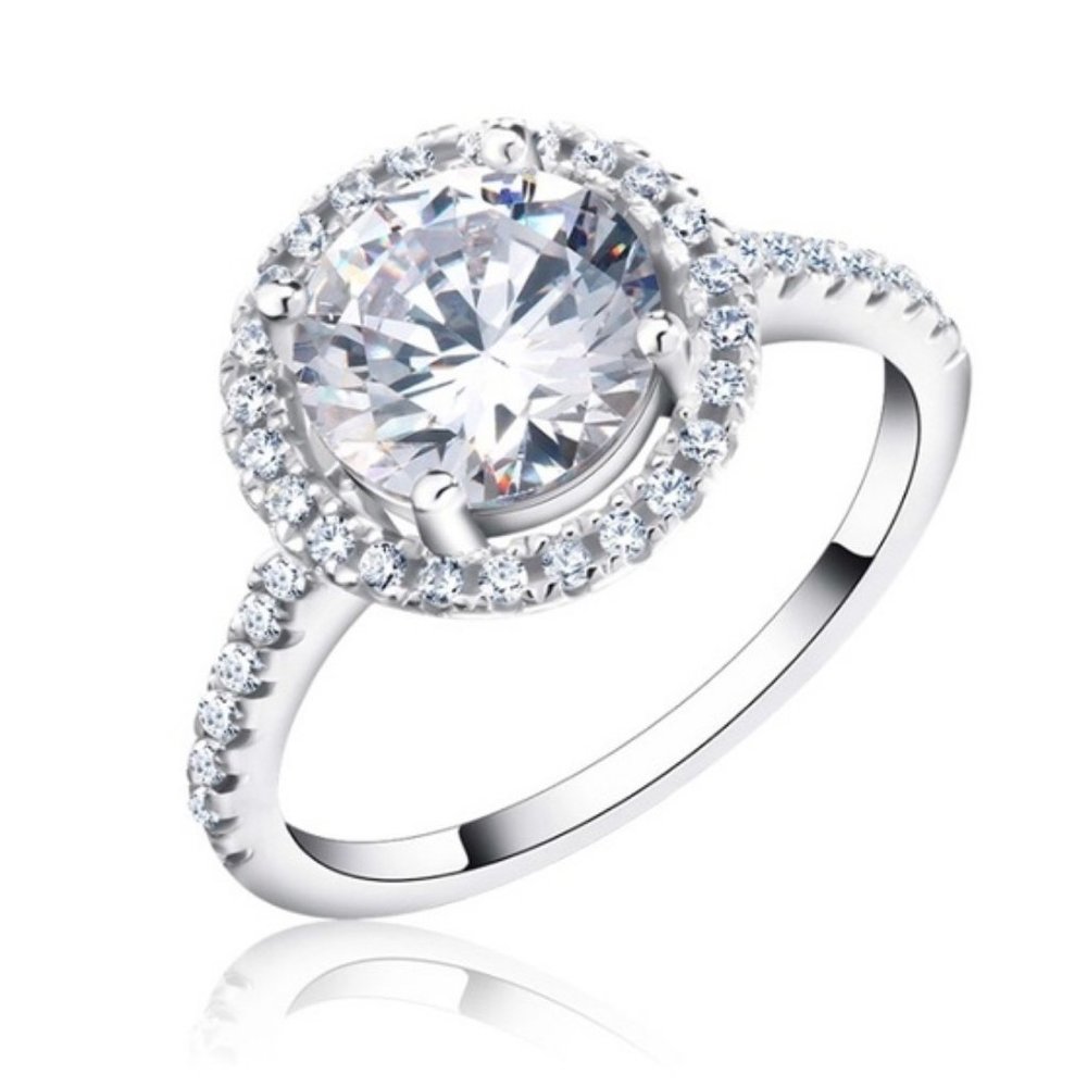 1.4 ct CZ Round Engagement Wedding Band Ring NEW!!